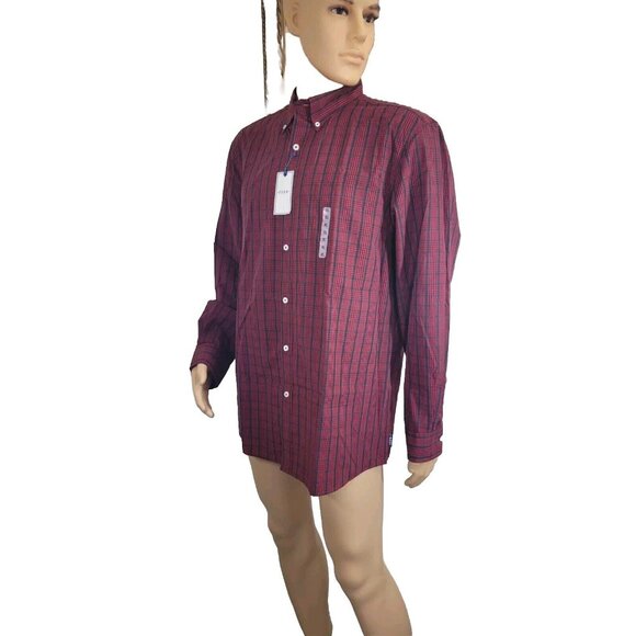 Rowm Men's Shirt Size XL Cotton Check Red Black Button Up Long Sleeve 31 - Picture 2 of 6